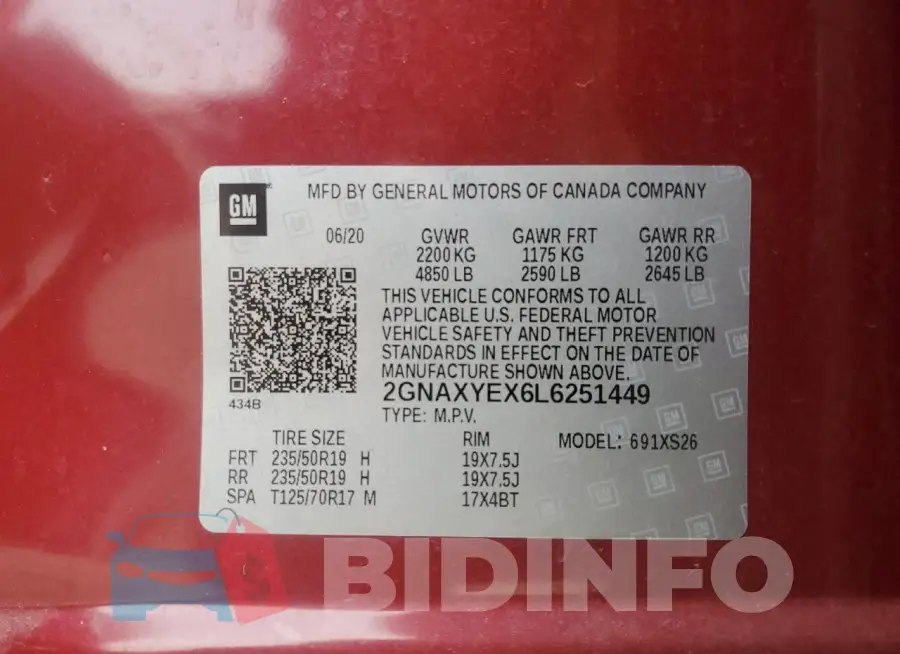 2GNAXYEX6L6251449 Photo# 12