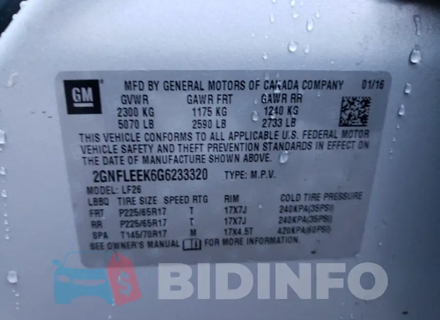 2GNFLEEK6G6233320 Photo# 13