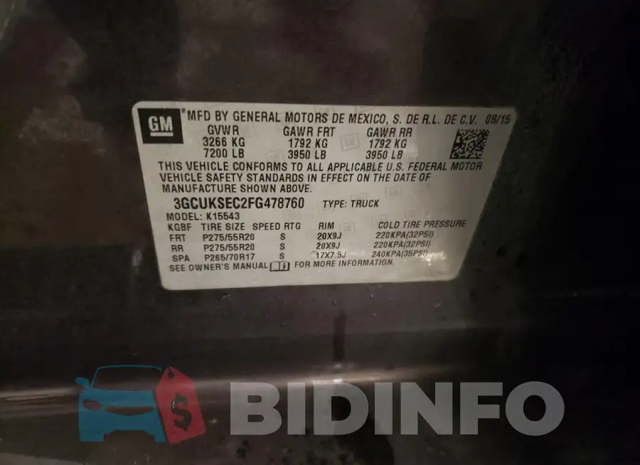 3GCUKSEC2FG478760 Photo# 12