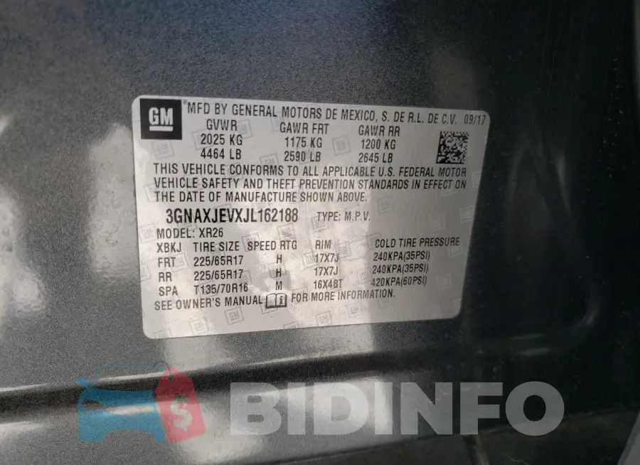 3GNAXJEVXJL162188 Photo# 13