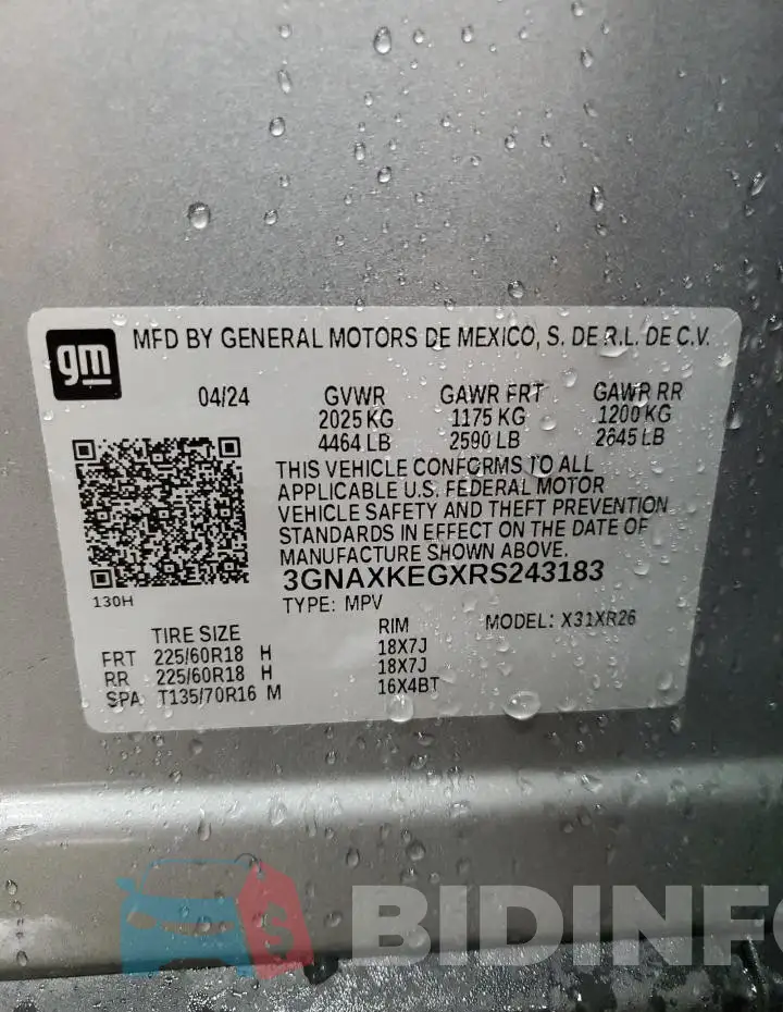 3GNAXKEGXRS243183 Photo# 14