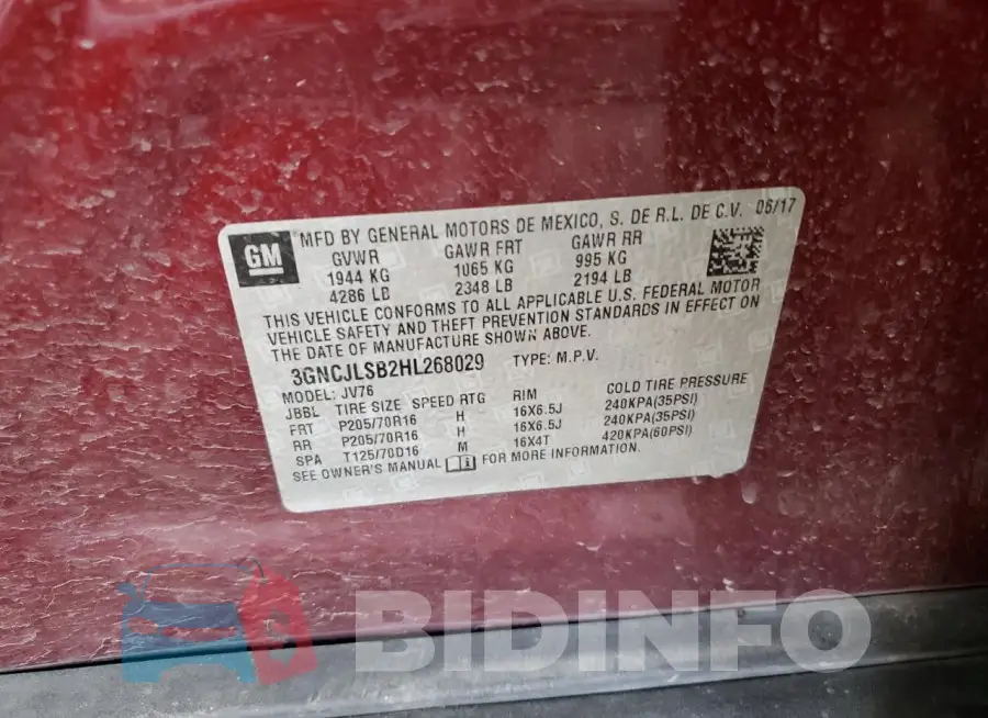 3GNCJLSB2HL268029 Photo# 13