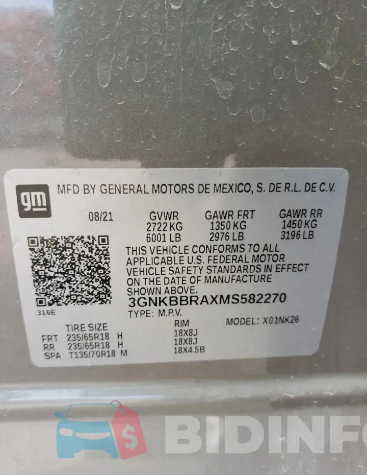 3GNKBBRAXMS582270 Photo# 13