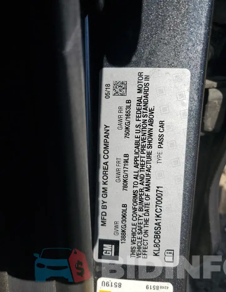 KL8CB6SA1KC700071 Photo# 13