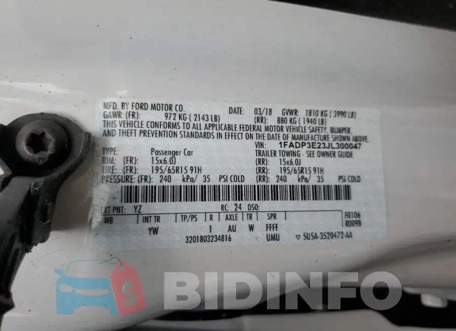 1FADP3E23JL300047 Photo# 13