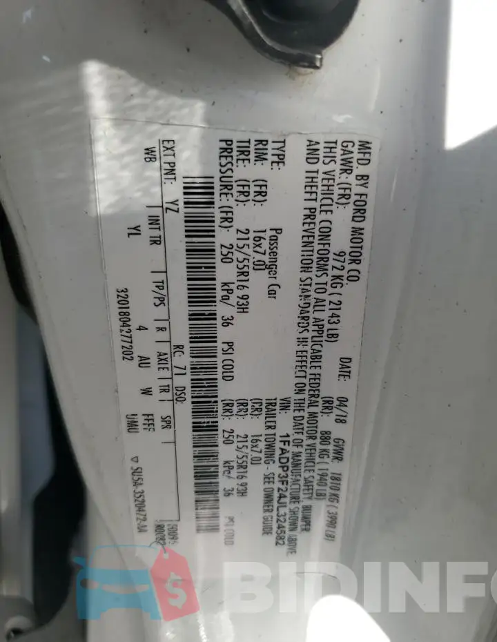 1FADP3F24JL324582 Photo# 12