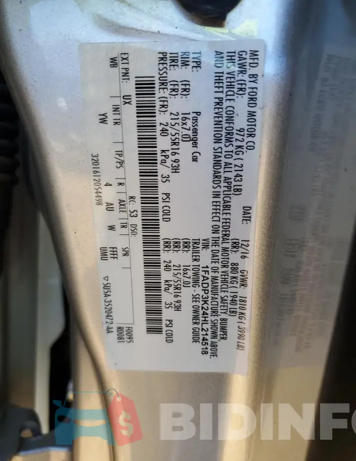 1FADP3K24HL214518 Photo# 12