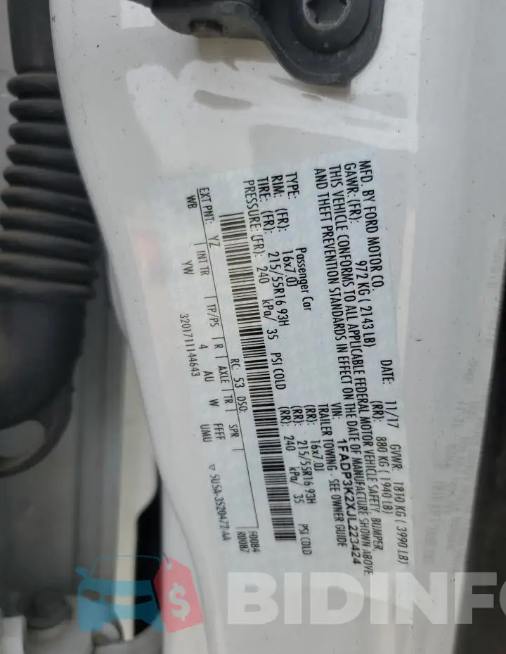 1FADP3K2XJL223424 Photo# 12