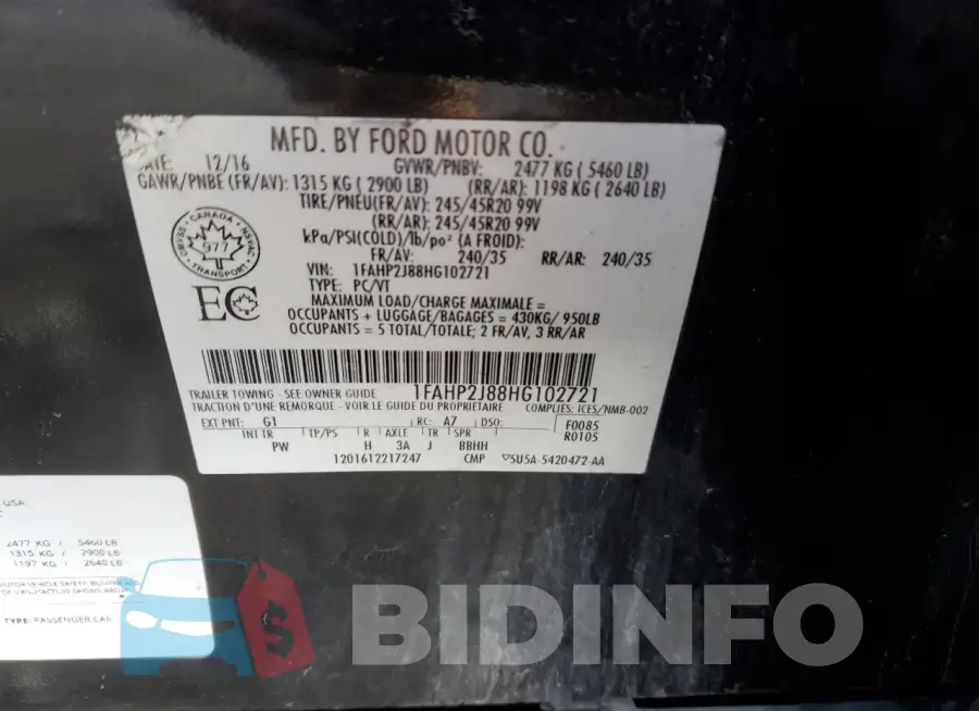 1FAHP2J88HG102721 Photo# 12