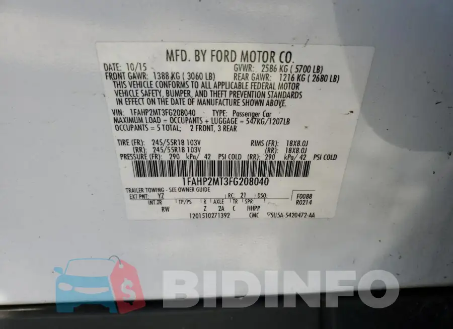 1FAHP2MT3FG208040 Photo# 12