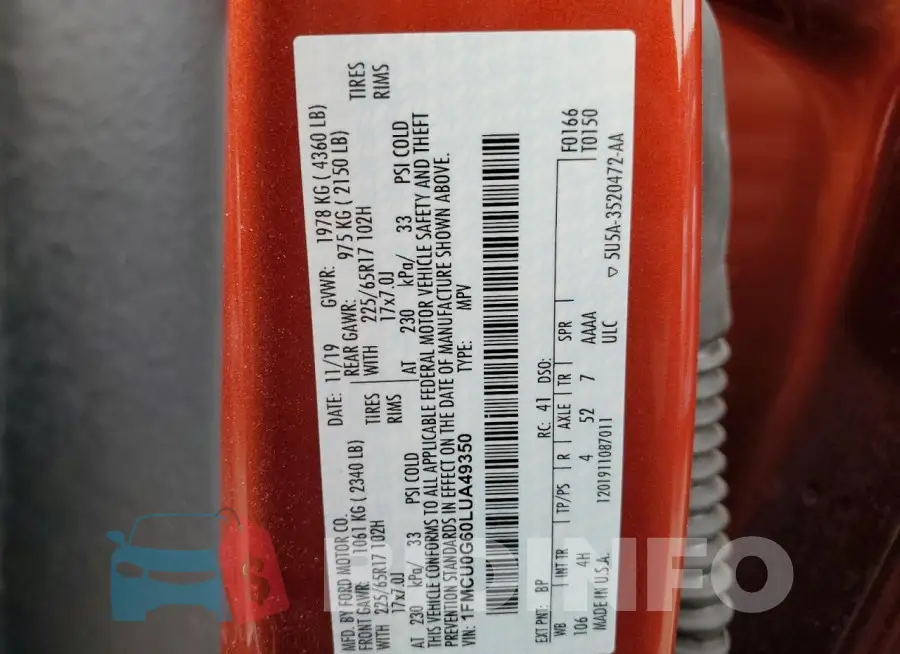 1FMCU0G60LUA49350 Photo# 13