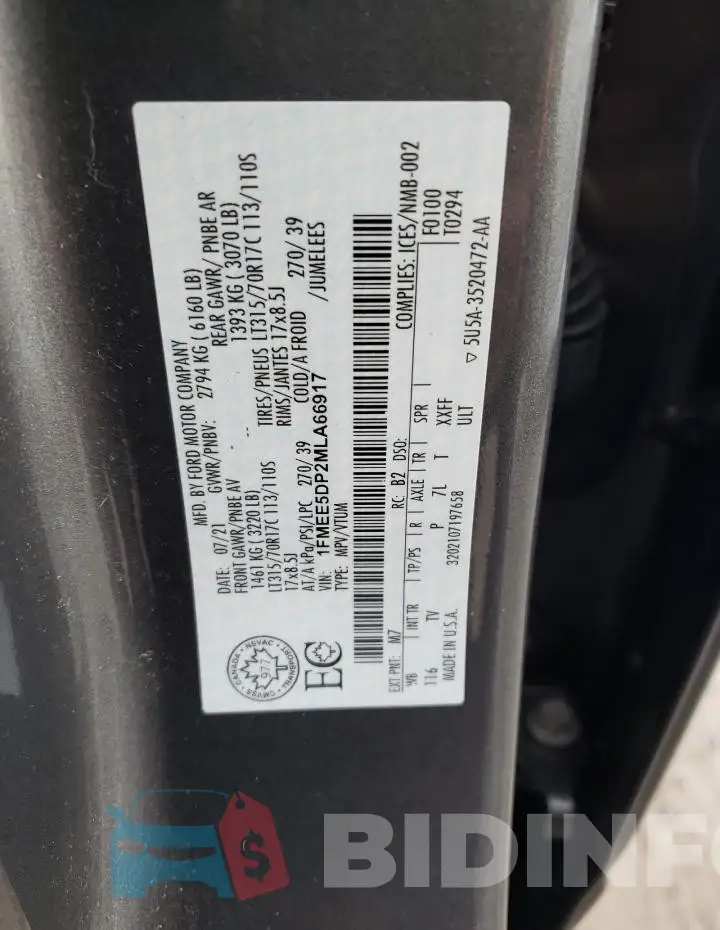 1FMEE5DP2MLA66917 Photo# 12