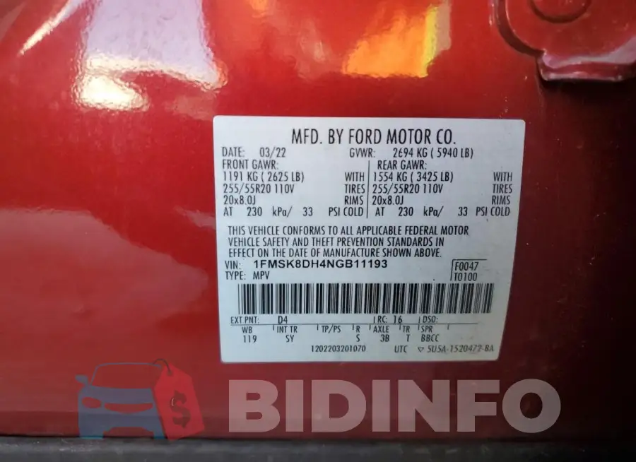 1FMSK8DH4NGB11193 Photo# 13