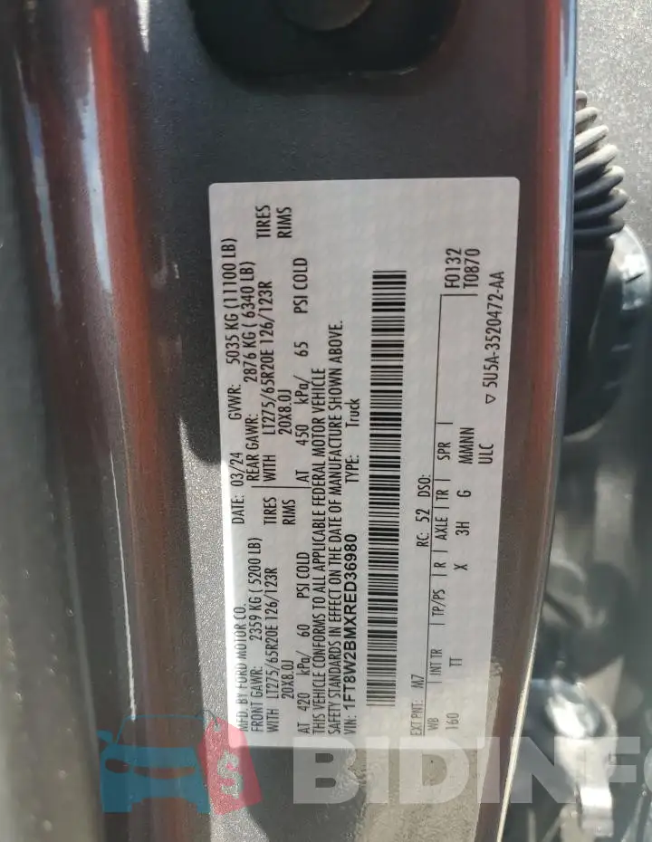1FT8W2BMXRED36980 Photo# 12