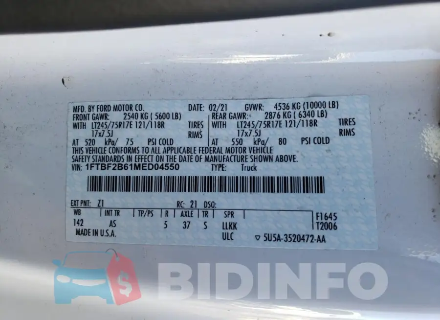 1FTBF2B61MED04550 Photo# 12