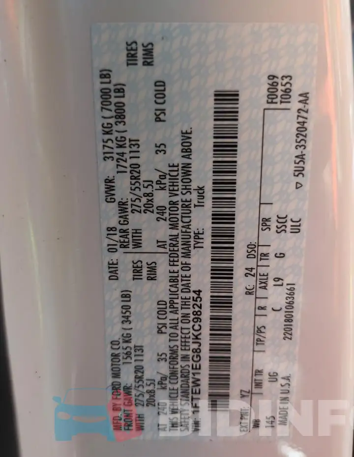 1FTEW1EG8JKC98254 Photo# 13