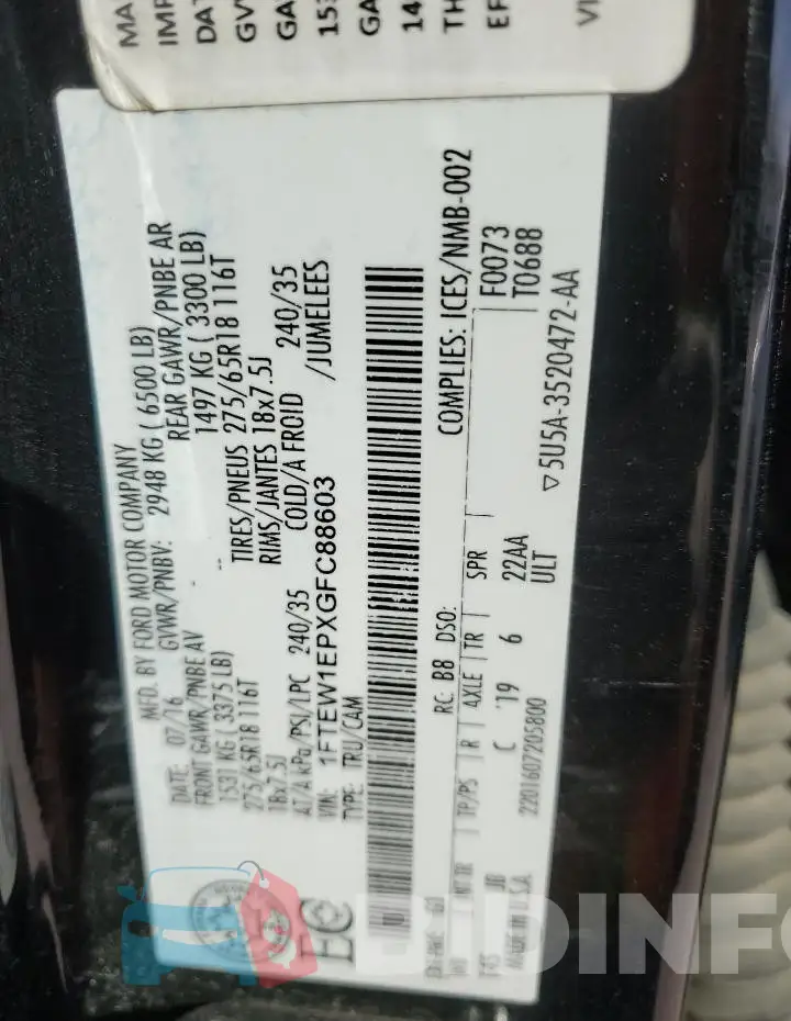 1FTEW1EPXGFC88603 Photo# 12