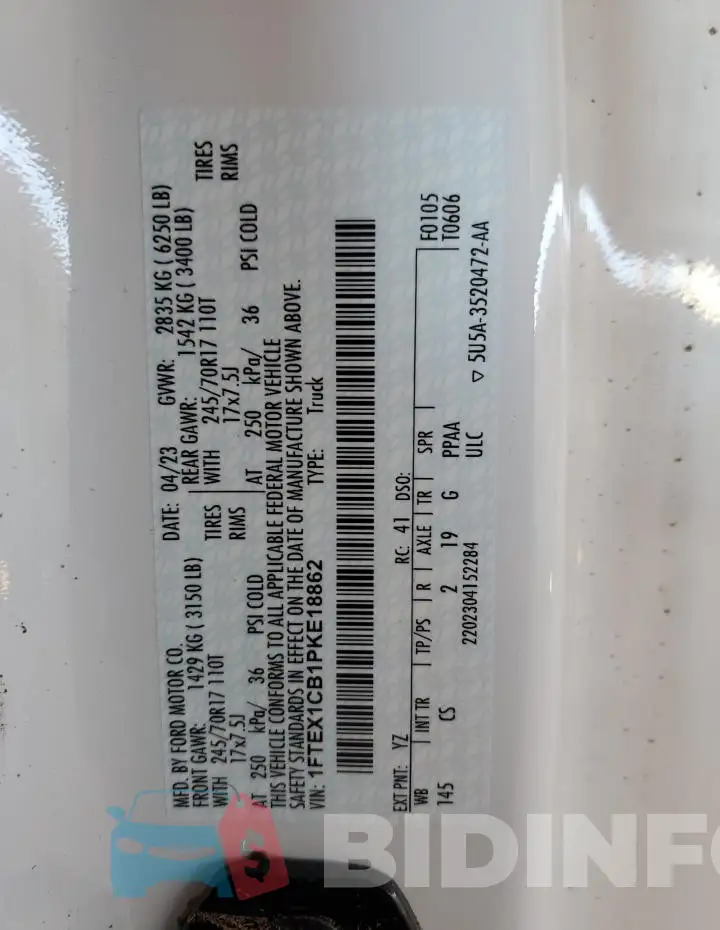1FTEX1CB1PKE18862 Photo# 13