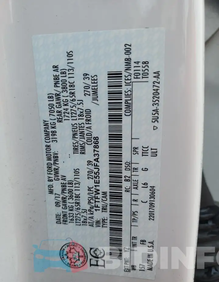 1FTFW1E55JFA37868 Photo# 13