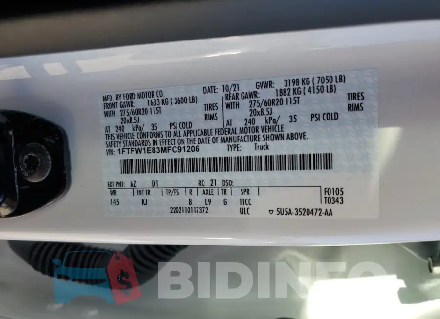 1FTFW1E83MFC91206 Photo# 13