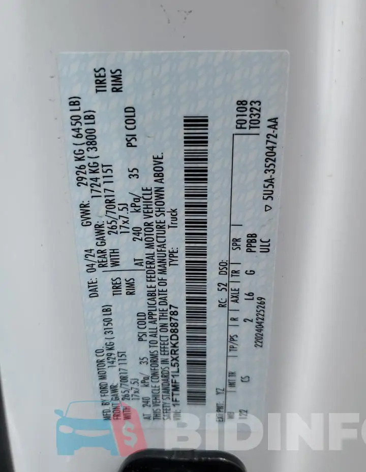 1FTMF1L5XRKD88787 Photo# 12
