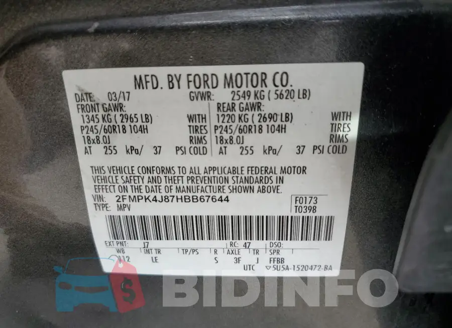 2FMPK4J87HBB67644 Photo# 13