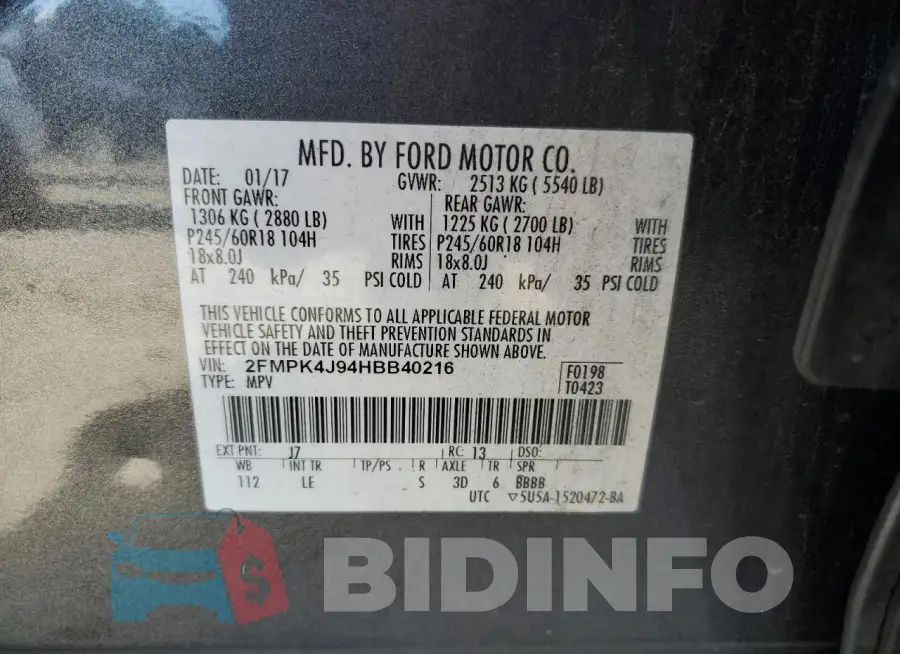 2FMPK4J94HBB40216 Photo# 14