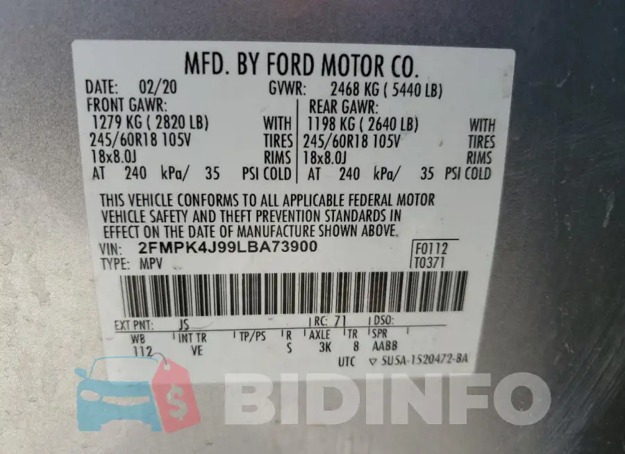 2FMPK4J99LBA73900 Photo# 14