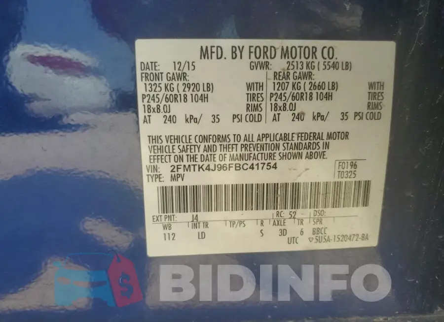 2FMTK4J96FBC41754 Photo# 12
