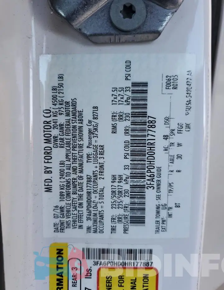 3FA6P0HD0HR177887 Photo# 12