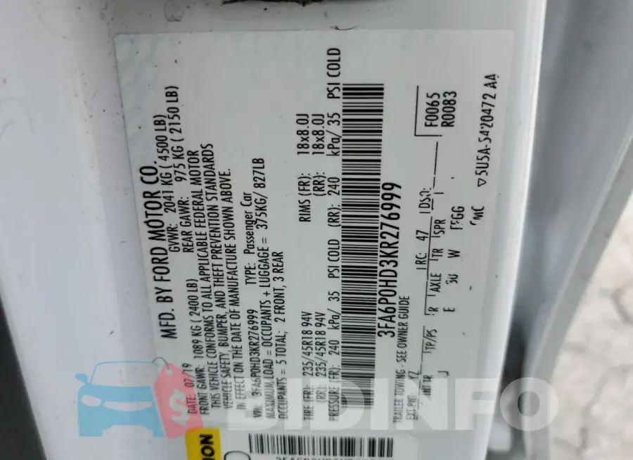 3FA6P0HD3KR276999 Photo# 12