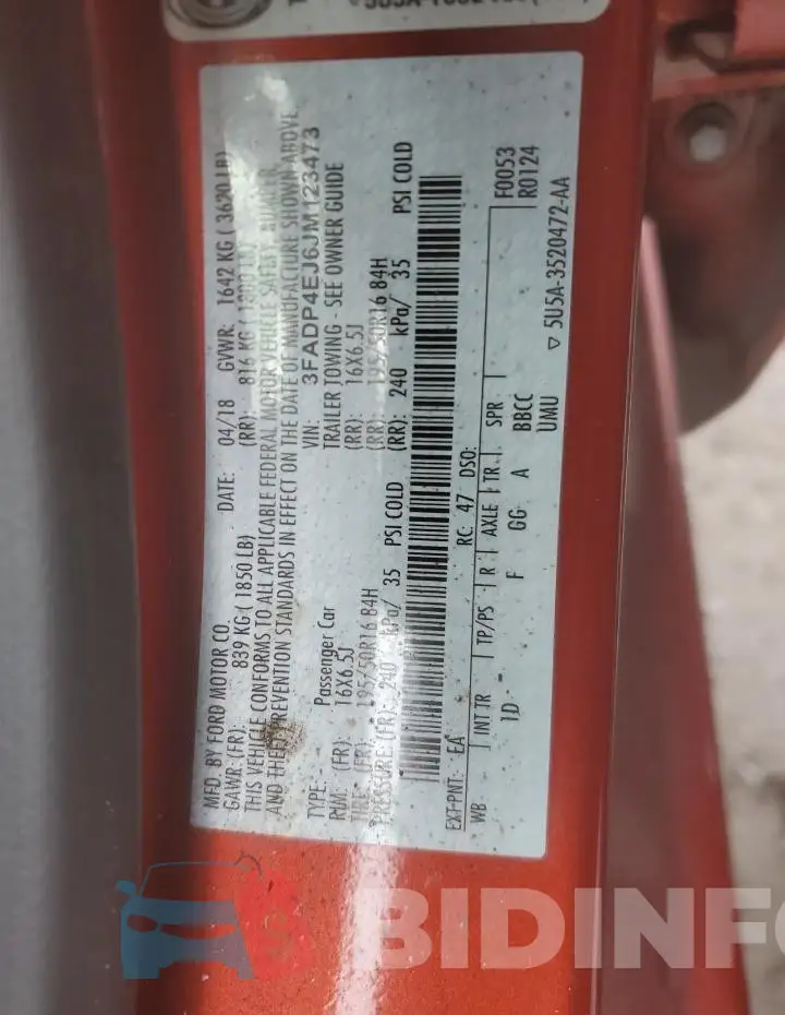 3FADP4EJ6JM123473 Photo# 12