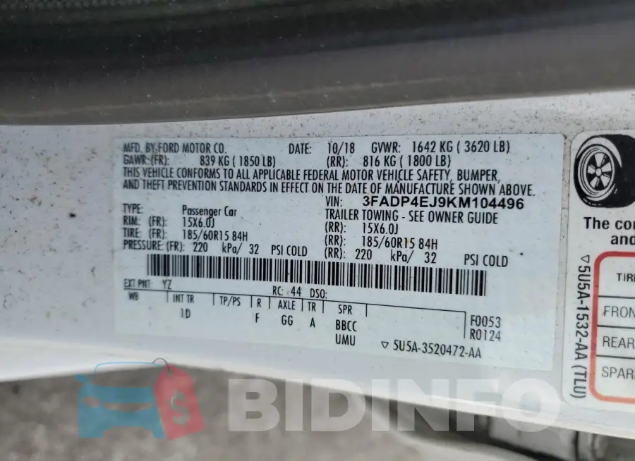 3FADP4EJ9KM104496 Photo# 13
