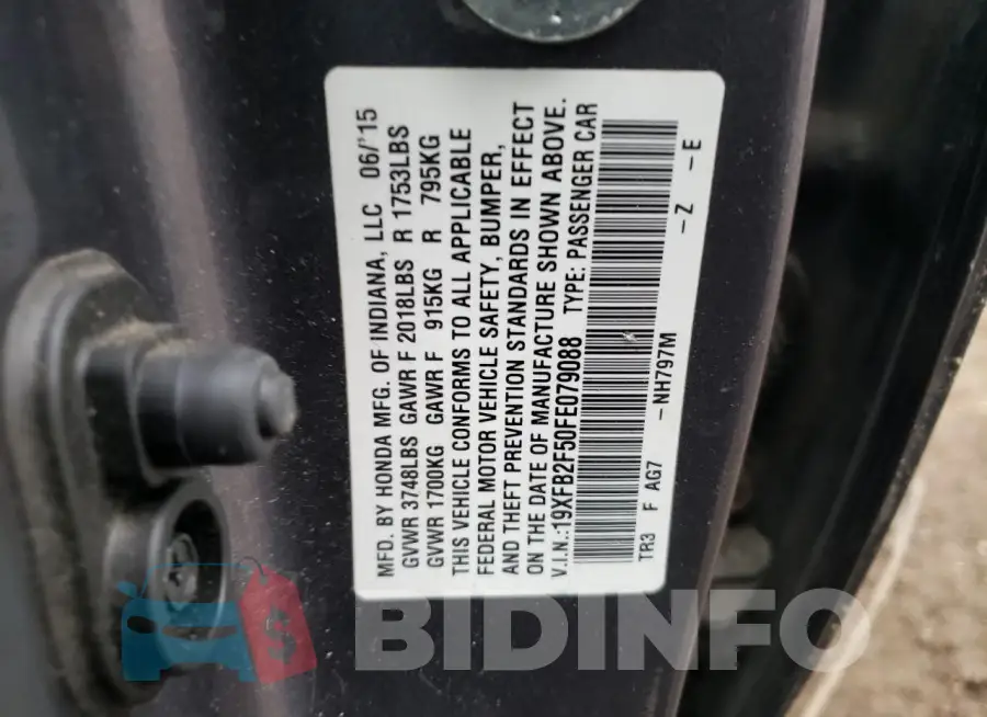 19XFB2F50FE079088 Photo# 13