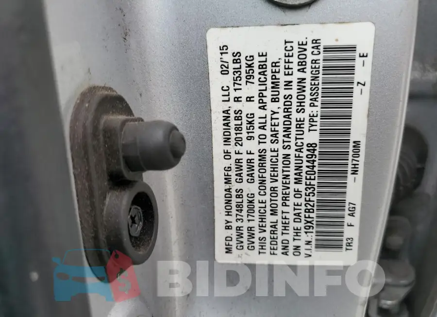 19XFB2F53FE044948 Photo# 13