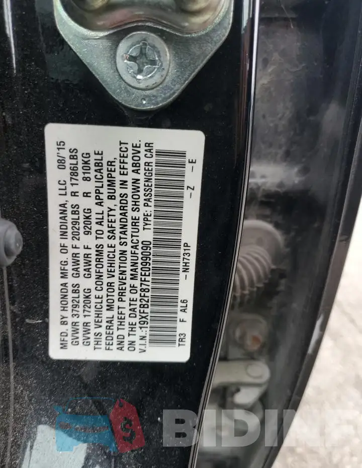 19XFB2F87FE099090 Photo# 12