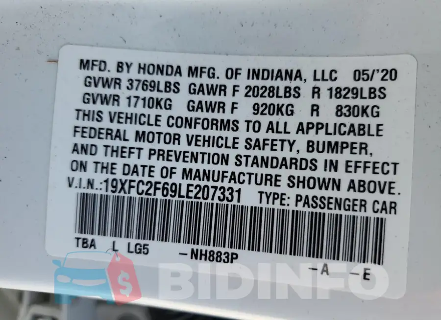 19XFC2F69LE207331 Photo# 12