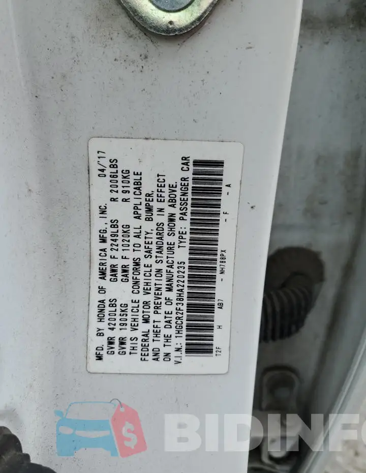 1HGCR2F38HA220235 Photo# 13