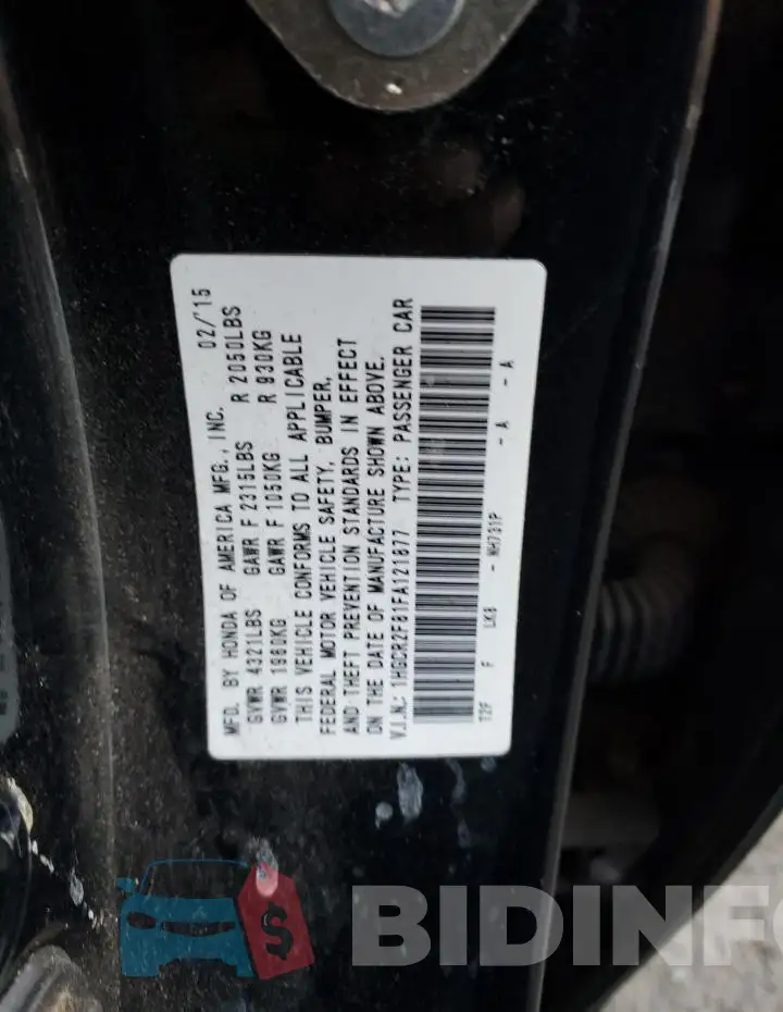 1HGCR2F81FA121877 Photo# 12