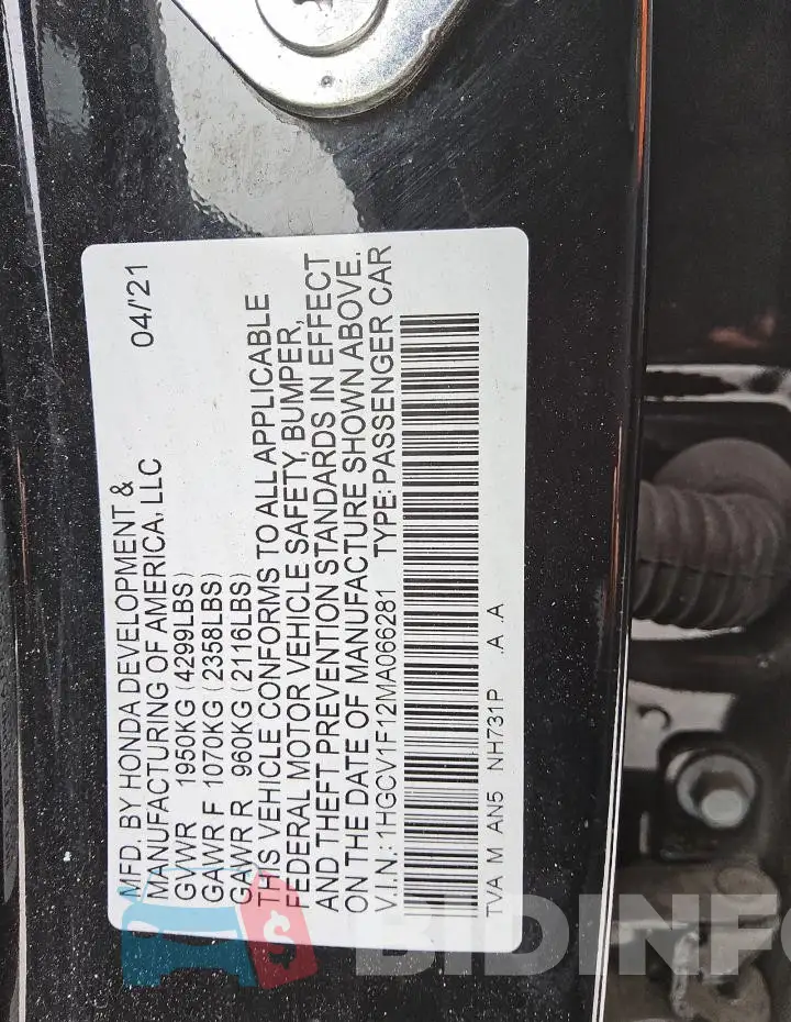 1HGCV1F12MA066281 Photo# 12