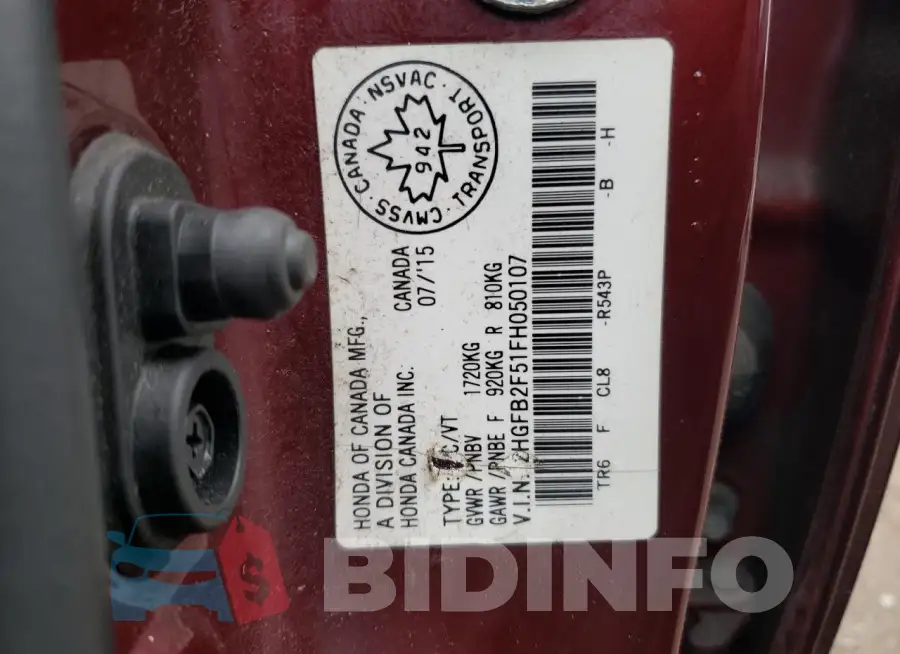 2HGFB2F51FH050107 Photo# 13