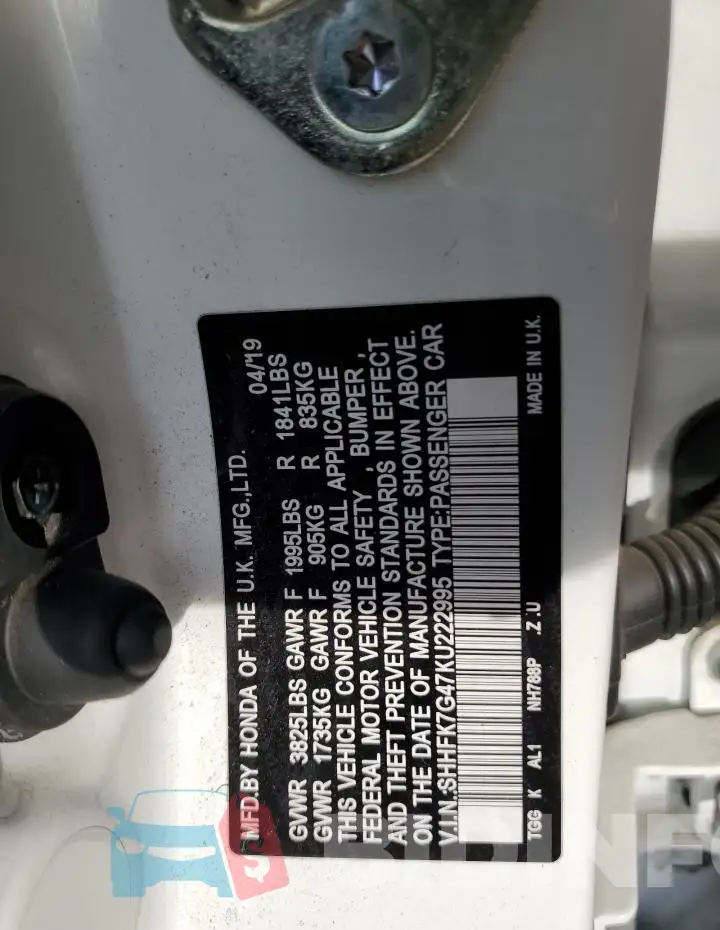 SHHFK7G47KU222995 Photo# 12
