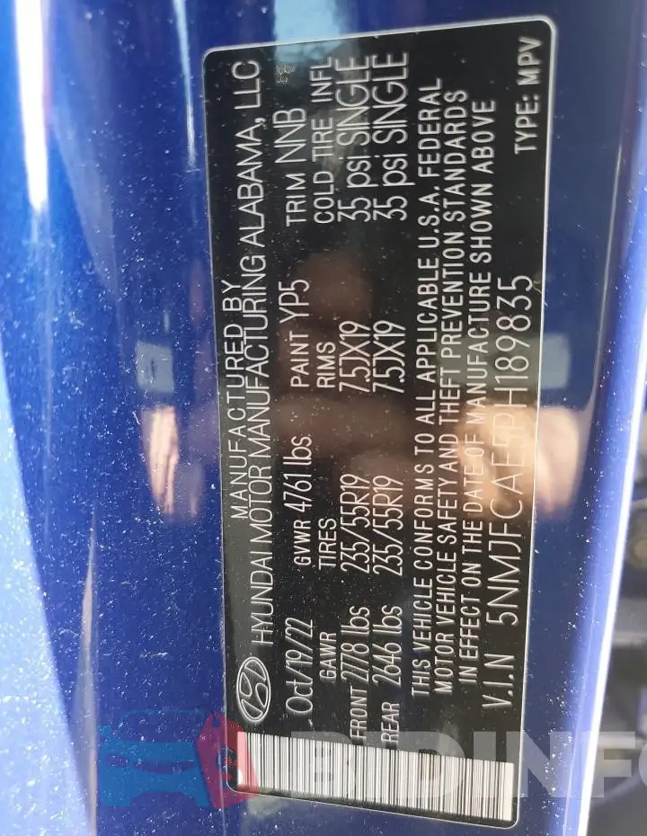 5NMJFCAE5PH189835 Photo# 13