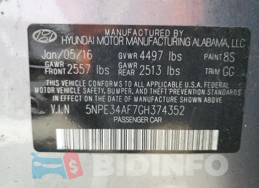 5NPE34AF7GH374352 Photo# 12