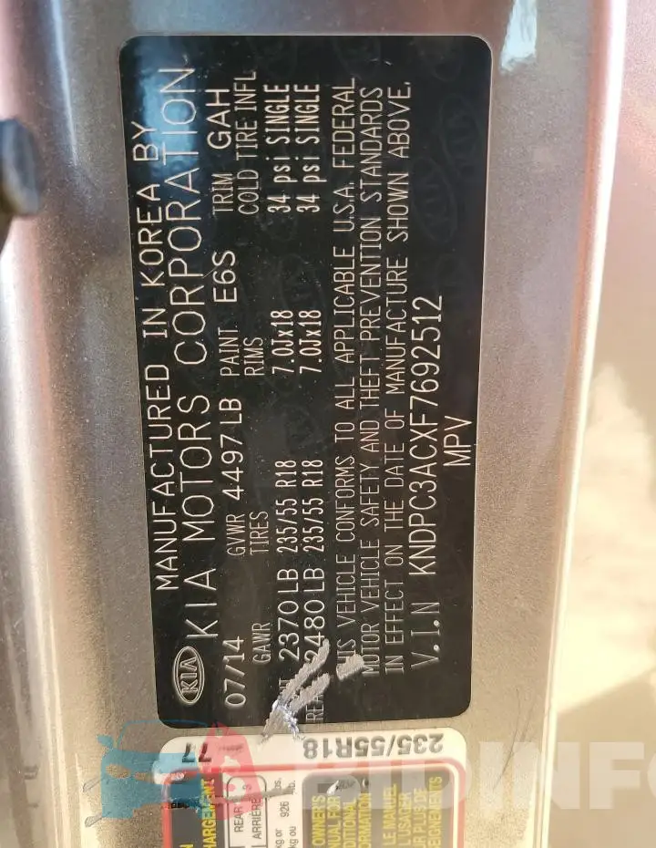 KNDPC3ACXF7692512 Photo# 13