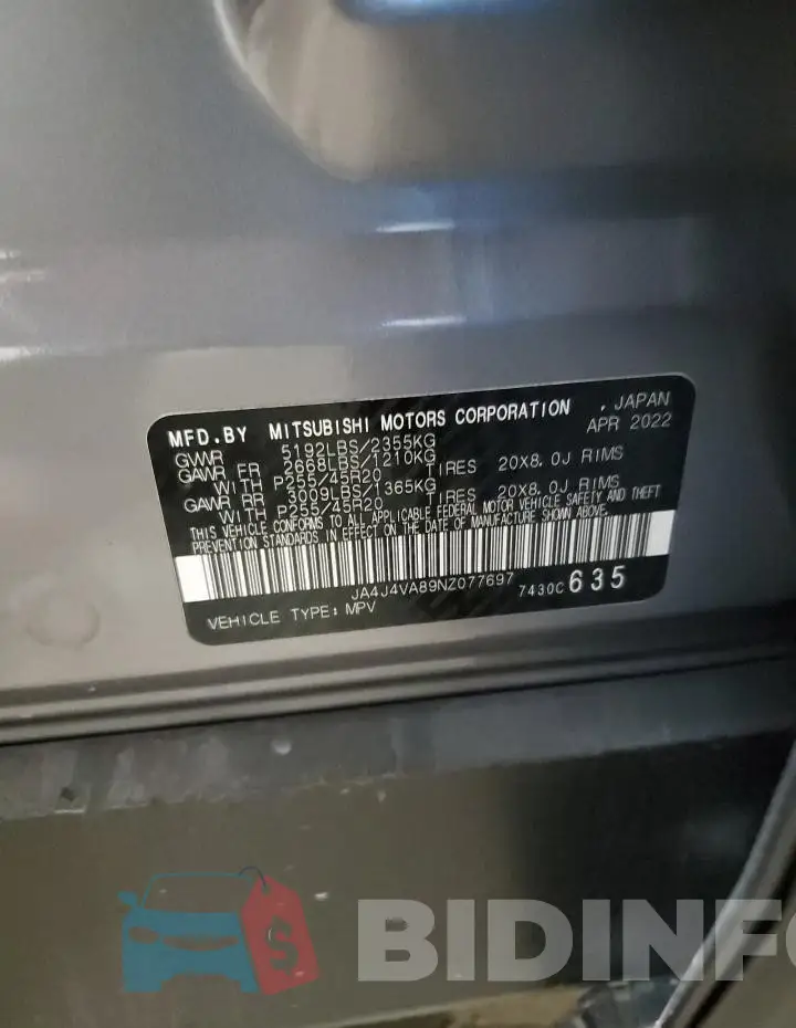 JA4J4VA89NZ077697 Photo# 13