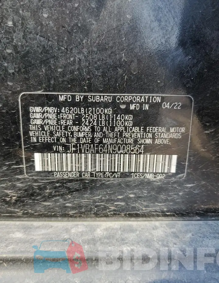 JF1VBAF64N9008564 Photo# 13
