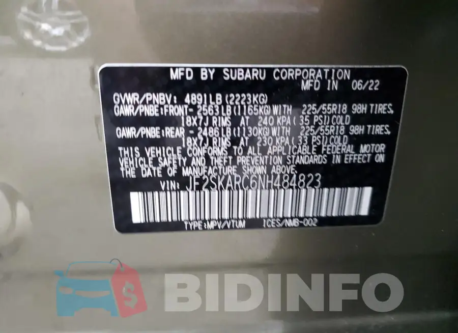JF2SKARC6NH484823 Photo# 13