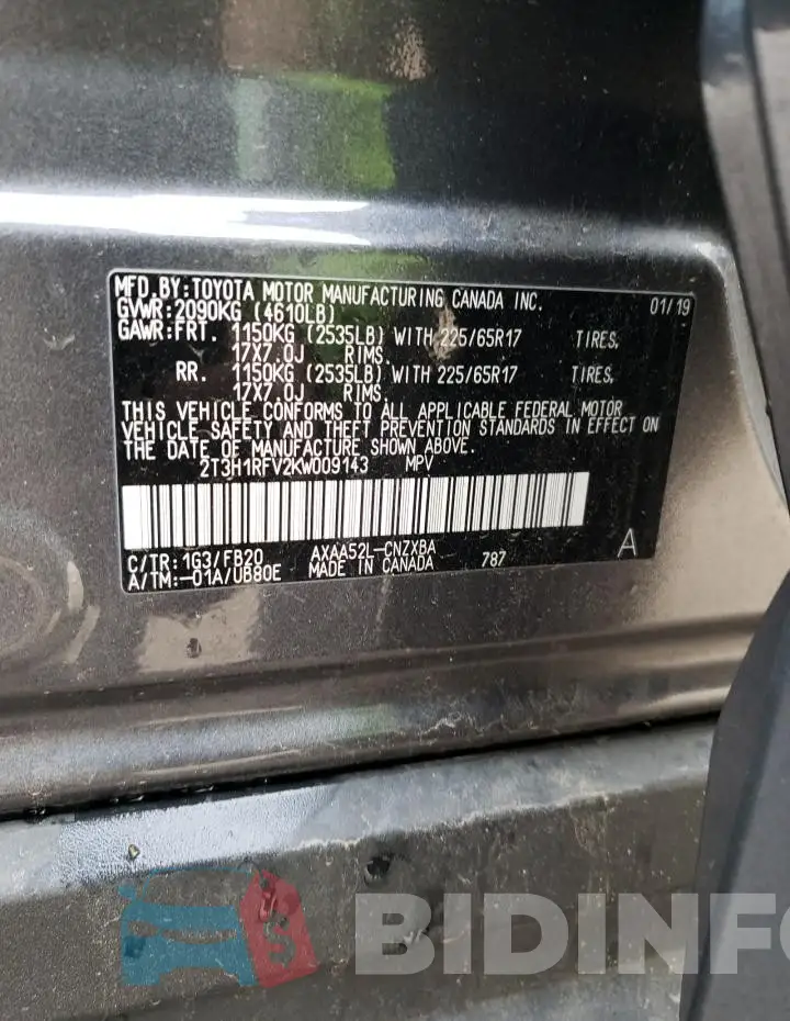 2T3H1RFV2KW009143 Photo# 13