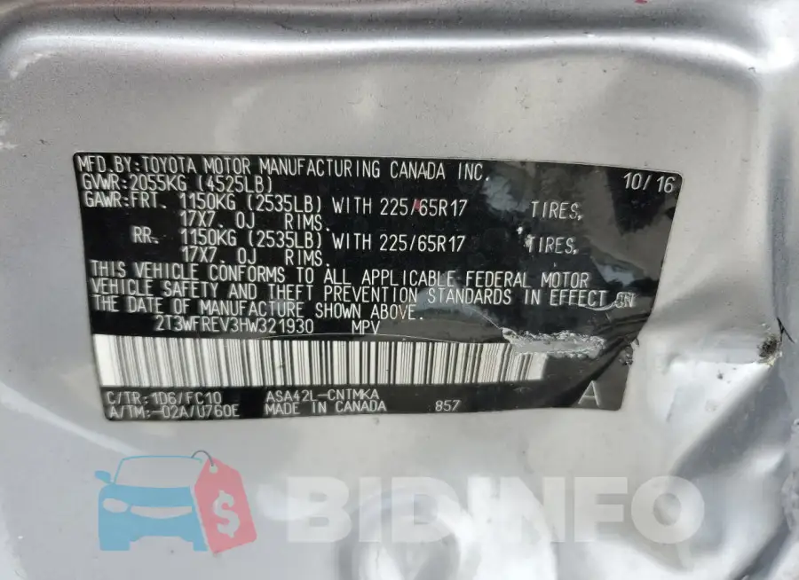 2T3WFREV3HW321930 Photo# 13